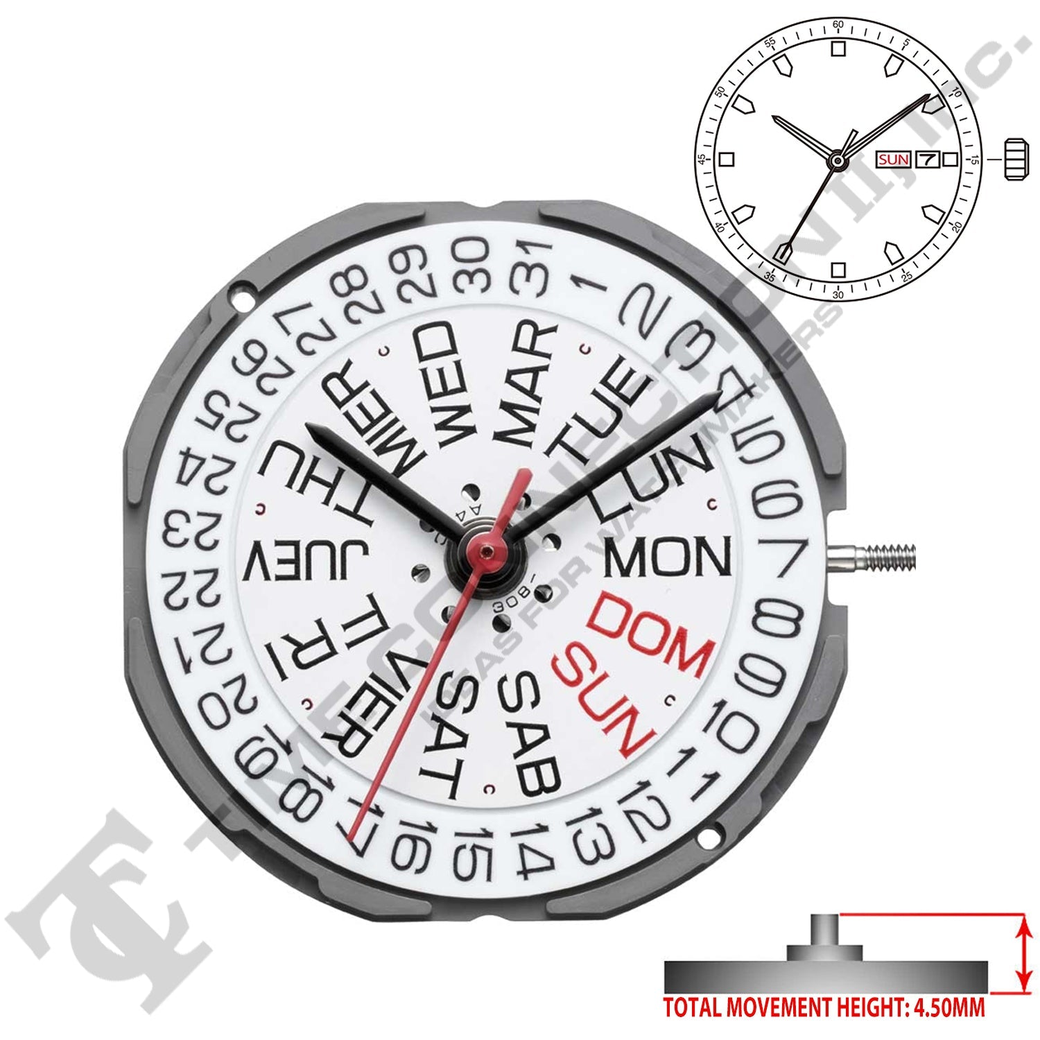 Miyota/Citizen LTD GM02 3 Hands Japan Quartz Movement Ht. 4.50MM
